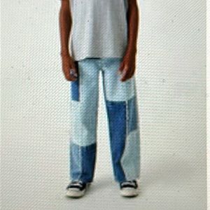 EUC PacSun Kids Patchwork Baggy Jeans Indigo Blue Size 12 - Like New
